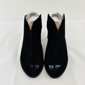 Frye Courtney Black Suede Leather Sling Back Peep Toe Mule Heels Size 8.5B